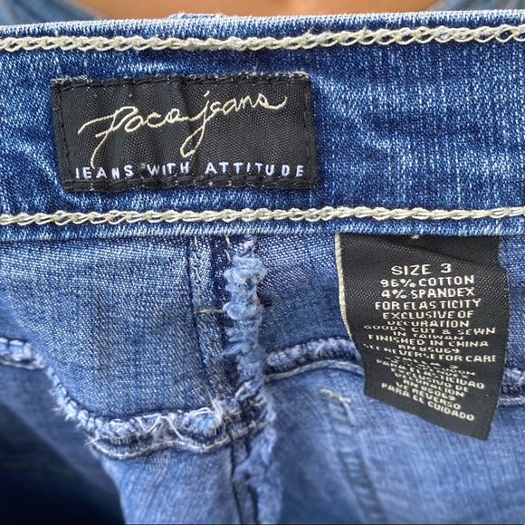 Womens Paco Jeans Blue Rhinestones Embroidery Faded Denim Size 3 EUC - Picture 4 of 5